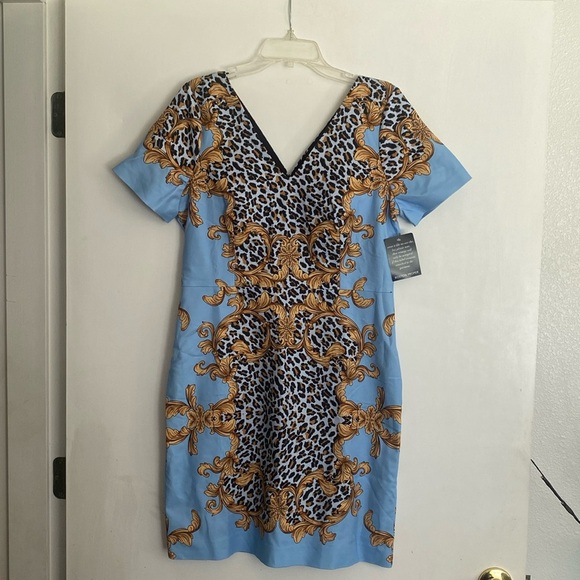 Boston Proper Scroll Animal Print Sheath Dress NWT (L10) - Picture 2 of 6
